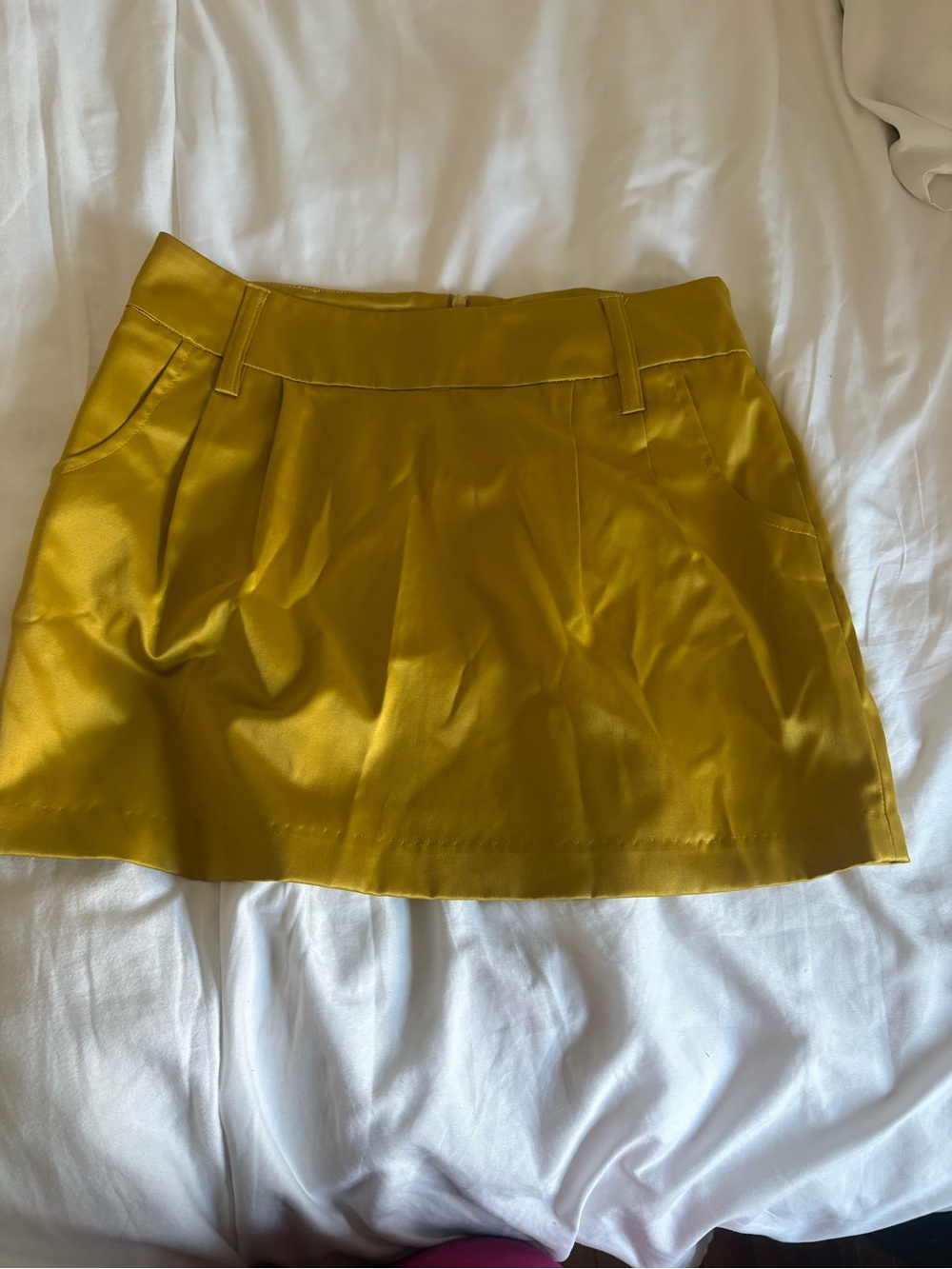 Yellow Satin Mini Skirt